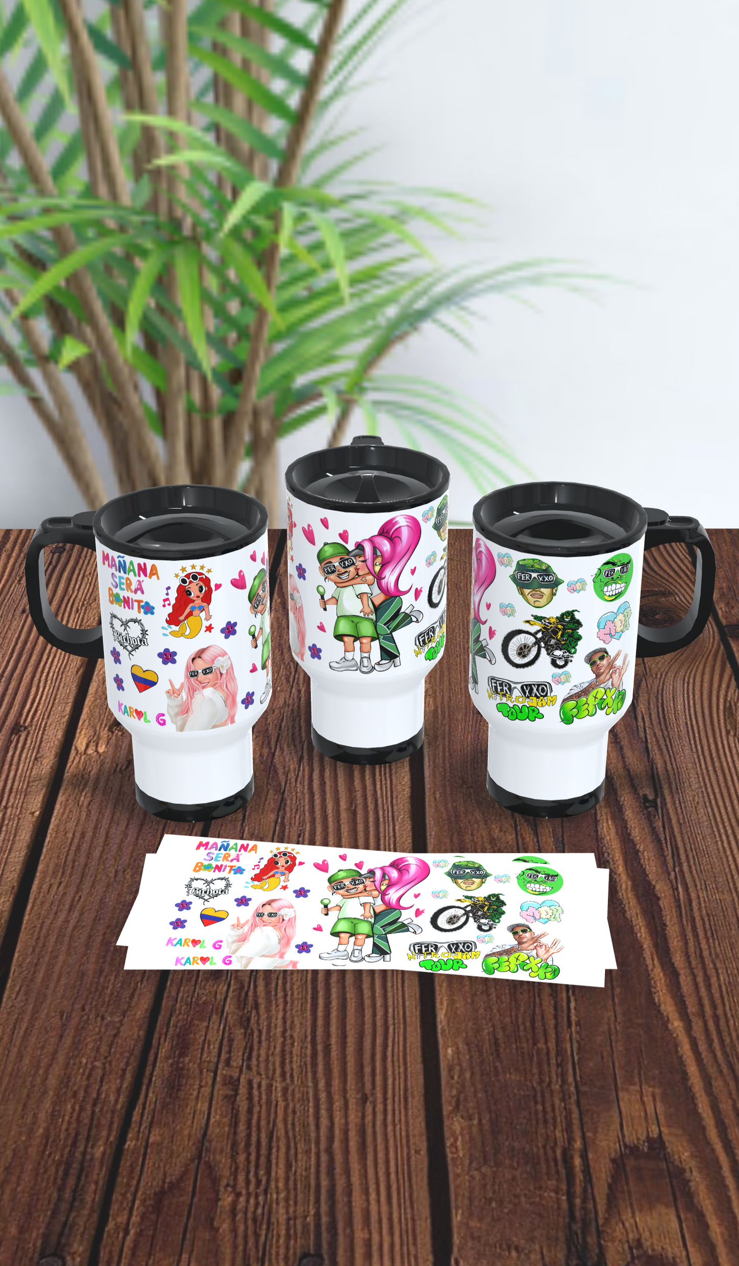 Mug térmico KarolG y Feid 💚💗