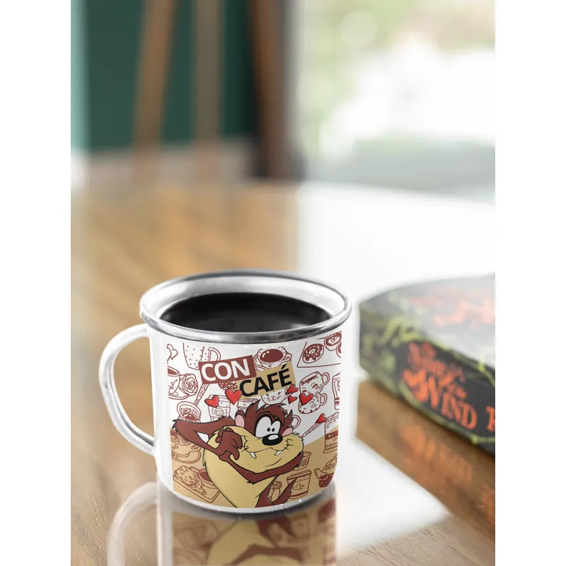 Taza enlozada lechera con y sin cafe - blanco