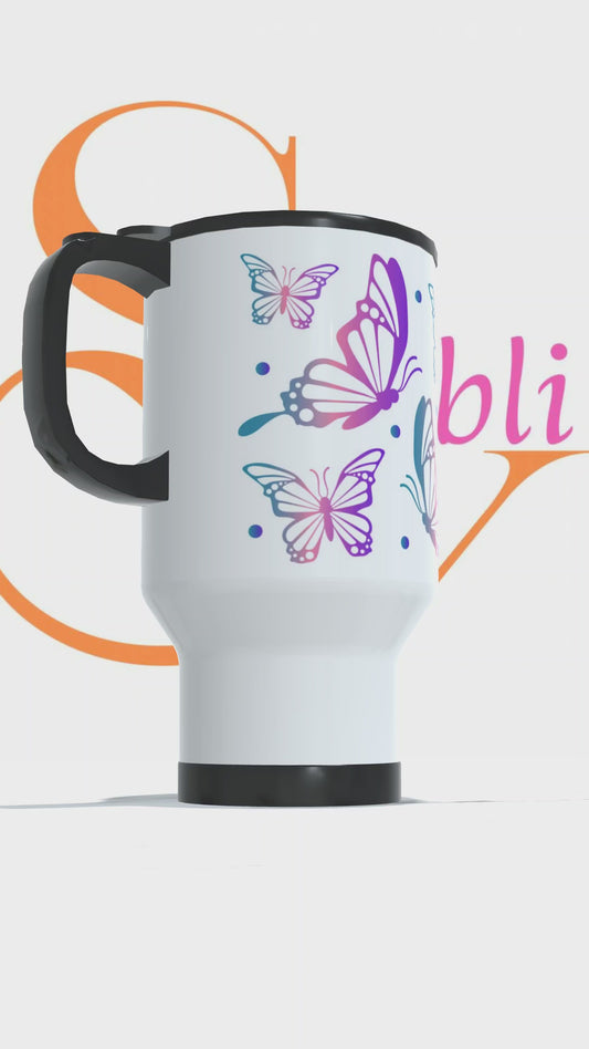 Mug térmico Varios diseños Mariposa,libros,corazones,Palabras Motivacionales