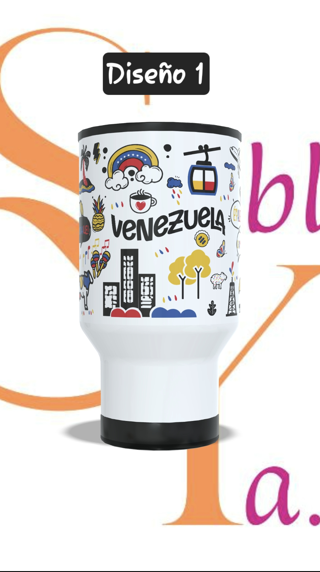 Mug térmico 410ml Temática Venezuela