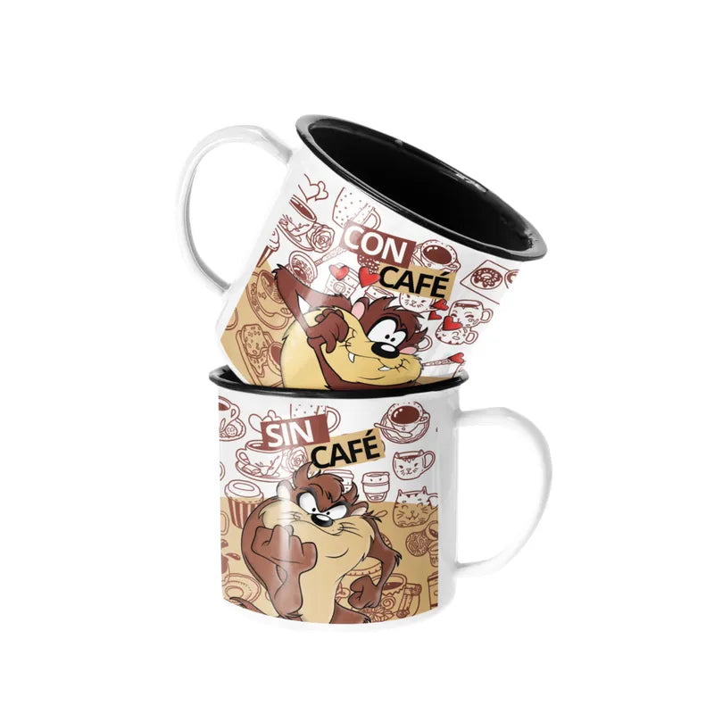 Taza enlozada lechera con y sin cafe - blanco