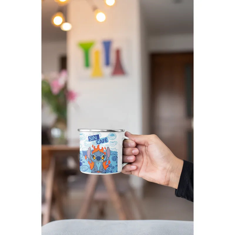 Taza enlozada lechera con y sin cafe - blanco