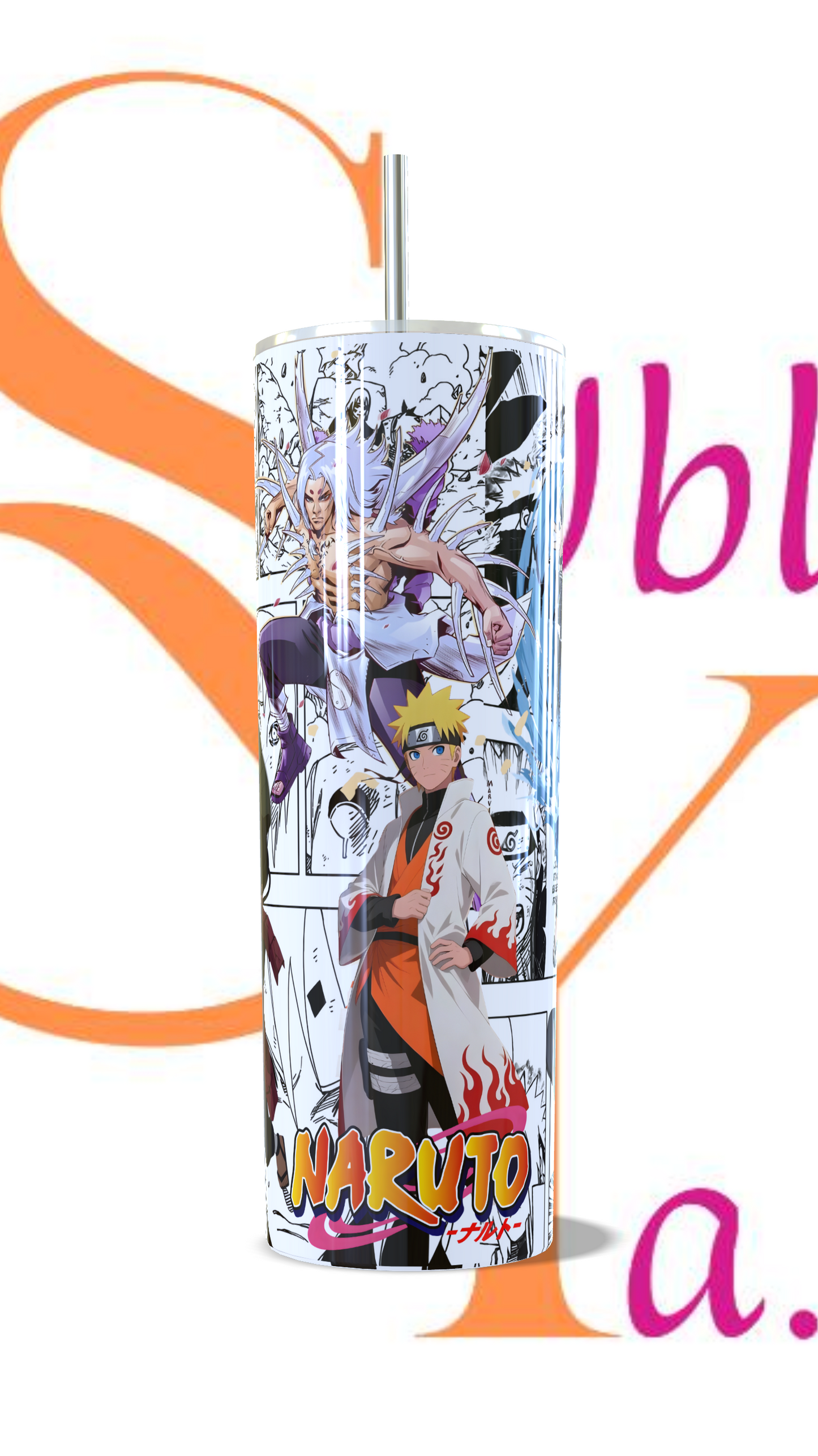 Botella y Vaso térmico de 600ml Temática Naruto.