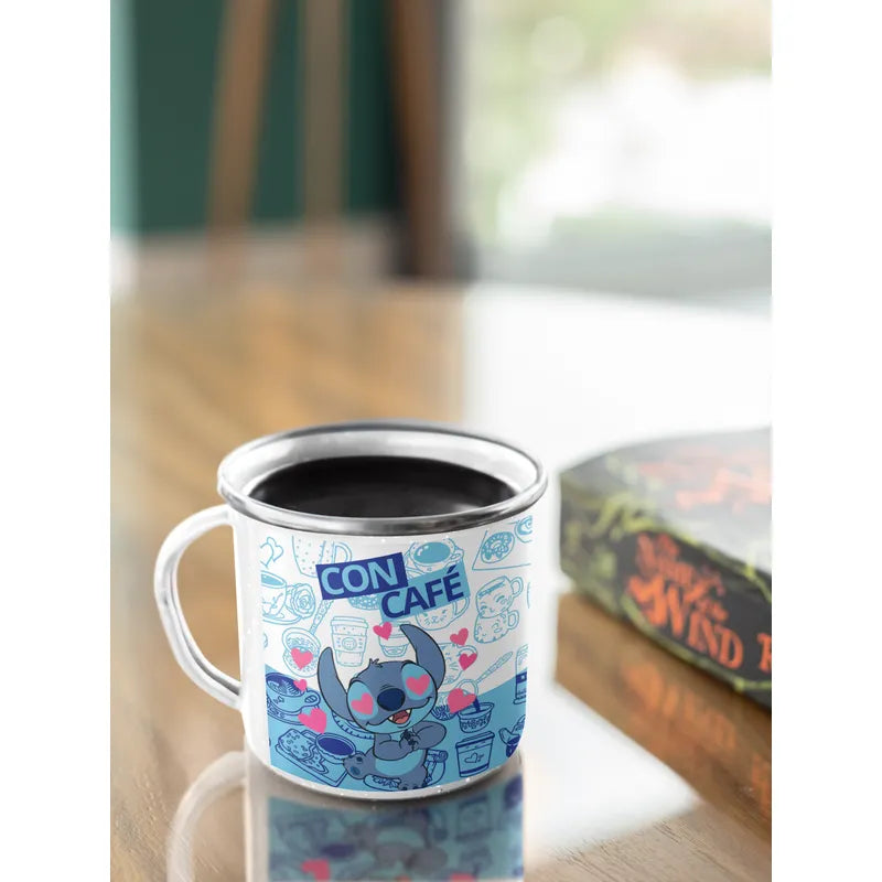 Taza enlozada lechera con y sin cafe - blanco